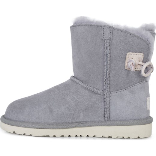 Buty zimowe dziecięce Ugg śniegowce szare z wełny bez wzorów bez zapięcia 