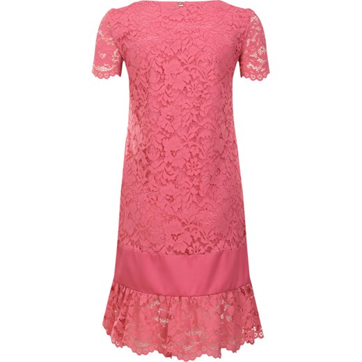 Sukienka Twinset różowa koronkowa z krótkimi rękawami 
