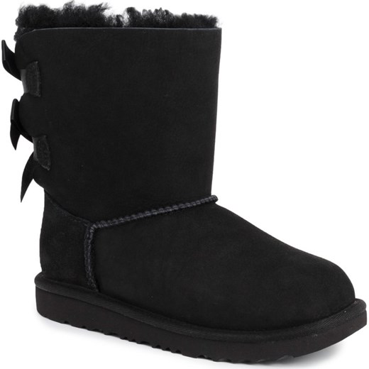 Buty zimowe dziecięce Ugg czarne skórzane bez zapięcia wełniane 