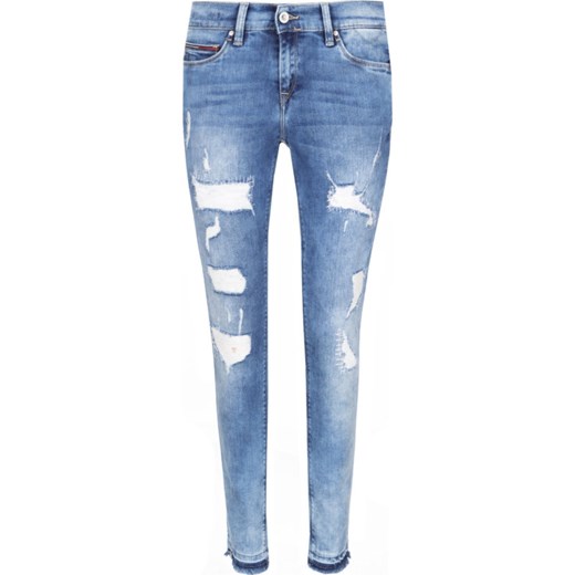 Niebieskie jeansy damskie Hilfiger Denim bez wzorów 