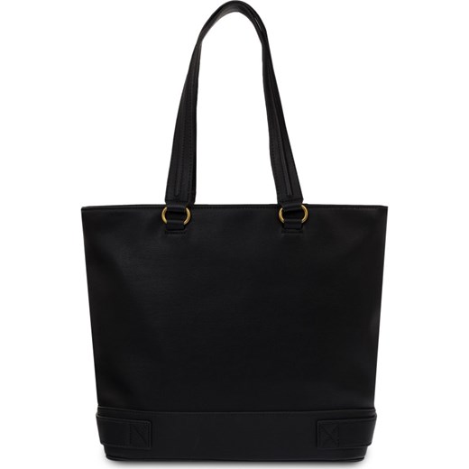 Shopper bag Love Moschino duża czarna z aplikacjami ze zdobieniami ze skóry ekologicznej na ramię młodzieżowa 