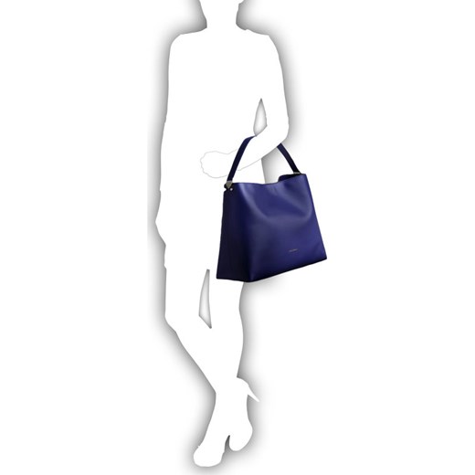 Shopper bag niebieska Emporio Armani mieszcząca a4 z breloczkiem 