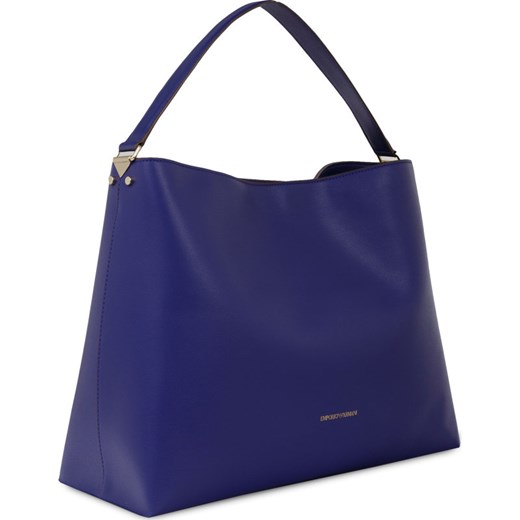Shopper bag Emporio Armani matowa niebieska z breloczkiem 