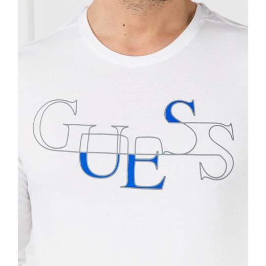 T-shirt męski Guess Jeans bawełniany z napisami z długimi rękawami 