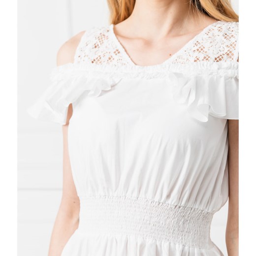 Pinko sukienka mini bez rękawów biała z okrągłym dekoltem 