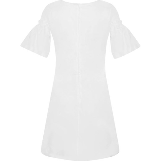 Sukienka Armani trapezowa z elastanu biała z krótkimi rękawami 