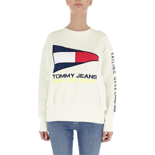 Bluza damska Tommy Jeans biała z napisami krótka 