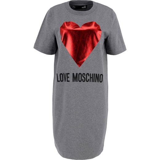 Sukienka Love Moschino z krótkim rękawem ołówkowa szara 