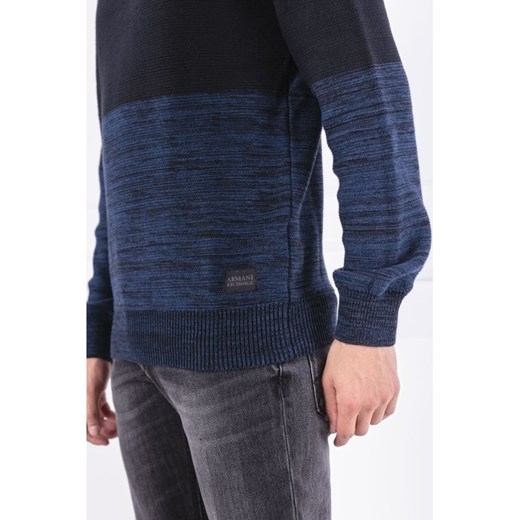 Niebieski sweter męski Armani bez wzorów 
