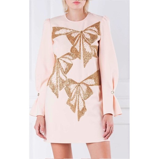 Sukienka Elisabetta Franchi midi prosta różowa z aplikacjami  