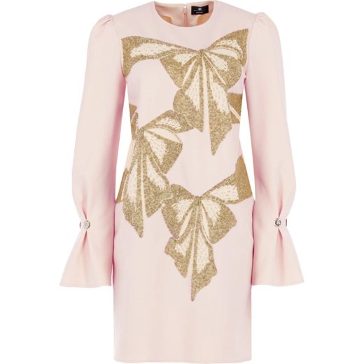 Sukienka Elisabetta Franchi midi różowa z aplikacjami  prosta 
