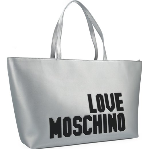 Shopper bag Love Moschino srebrna na ramię bez dodatków młodzieżowa 