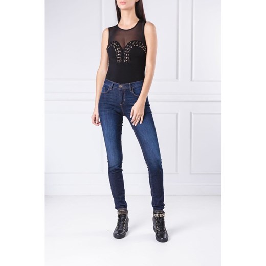 Bluzka damska Guess Jeans z okrągłym dekoltem czarna 
