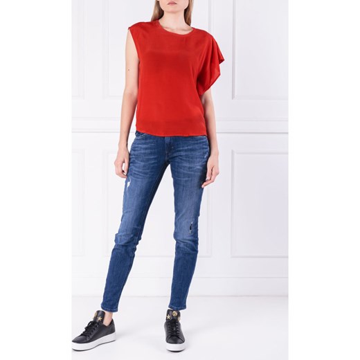 Bluzka damska czerwona Pepe Jeans bez wzorów 
