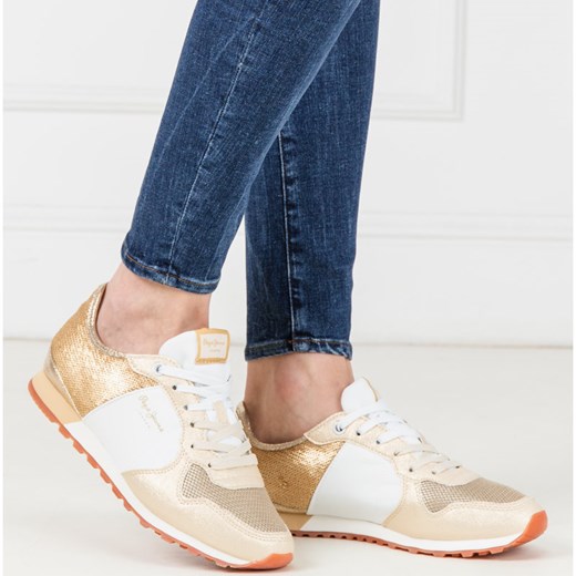 Buty sportowe damskie Pepe Jeans sneakersy w stylu młodzieżowym sznurowane 
