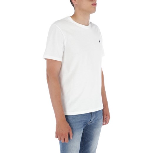 T-shirt męski biały Polo Ralph Lauren z krótkim rękawem bawełniany bez wzorów 