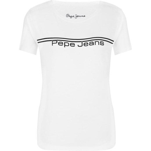 Bluzka damska Pepe Jeans z napisami z krótkim rękawem 