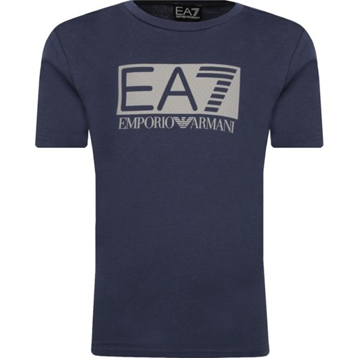 T-shirt chłopięce Emporio Armani niebieski z krótkimi rękawami 