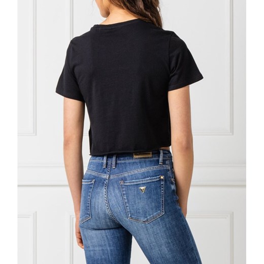 Guess Underwear bluzka damska czarna z okrągłym dekoltem 