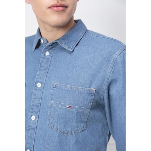Tommy Jeans koszula męska bez wzorów niebieska z klasycznym kołnierzykiem 
