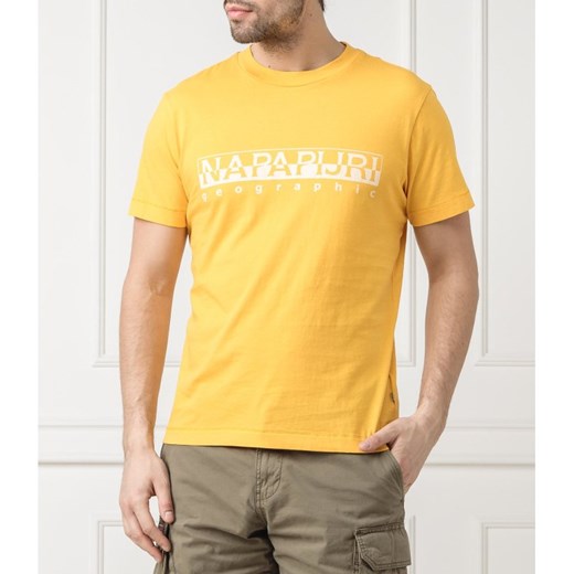 T-shirt męski Napapijri młodzieżowy żółty 