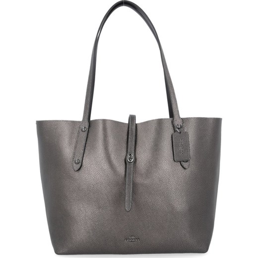 Shopper bag Coach brązowa duża lakierowana elegancka bez dodatków 
