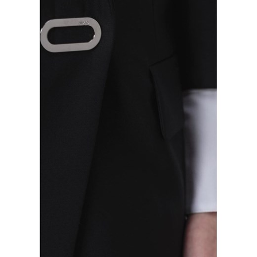 Sukienka czarna Hugo Boss z długimi rękawami z dekoltem v bez wzorów 