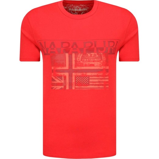 T-shirt męski czerwony Napapijri z krótkim rękawem 