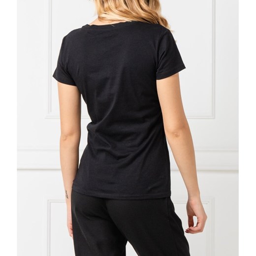 Czarna bluzka damska Guess Jeans z krótkim rękawem z okrągłym dekoltem casual 