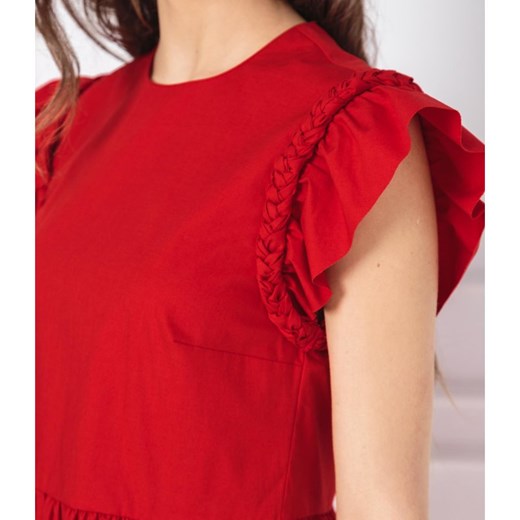 Red Valentino sukienka midi z okrągłym dekoltem 