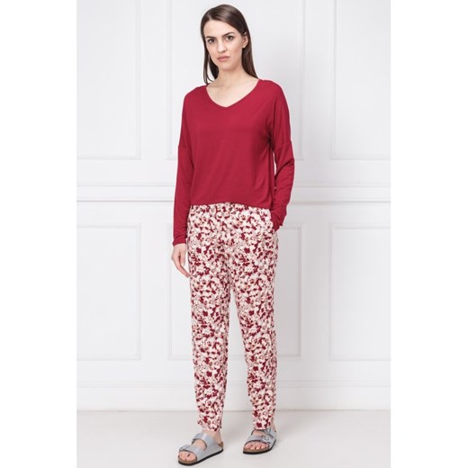 Bluzka damska Calvin Klein Underwear czerwona gładka z długim rękawem casualowa 