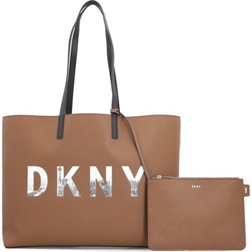 Shopper bag Dkny na ramię elegancka brązowa 