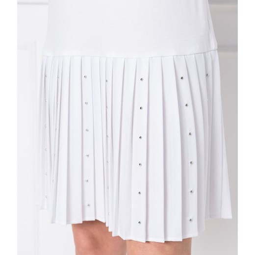 Sukienka biała Liu Jo Sport gładka midi z okrągłym dekoltem 
