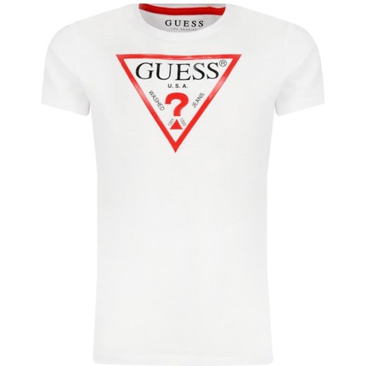 Guess t-shirt chłopięce w nadruki biały z krótkim rękawem 