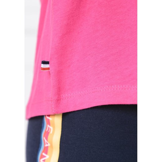 Bluzka damska różowa Tommy Jeans z krótkimi rękawami z jerseyu 