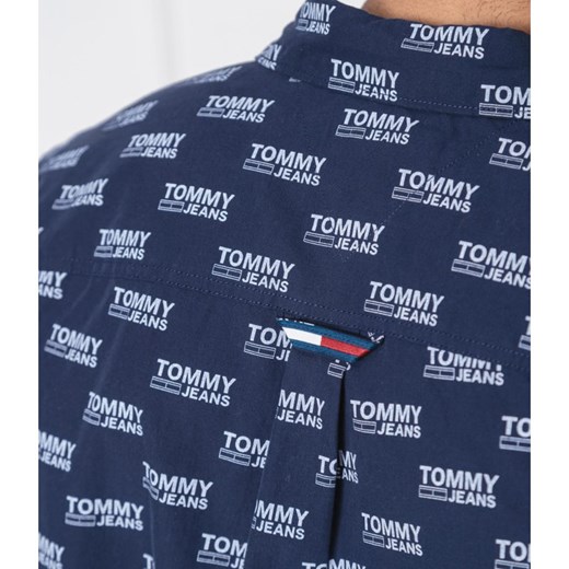 Koszula męska Tommy Jeans w abstrakcyjne wzory z włoskim kołnierzykiem niebieska 