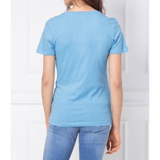 Bluzka damska niebieska Calvin Klein na wiosnę z krótkimi rękawami casual 