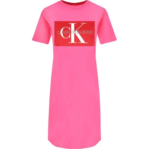 Sukienka Calvin Klein z okrągłym dekoltem midi w nadruki prosta na spacer 
