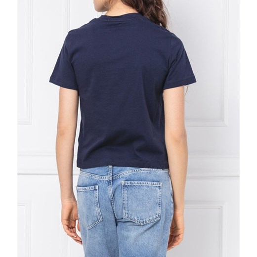 Bluzka damska niebieska Calvin Klein z krótkim rękawem w stylu młodzieżowym 