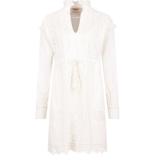 Sukienka Twinset midi gładka z długim rękawem biała casual 