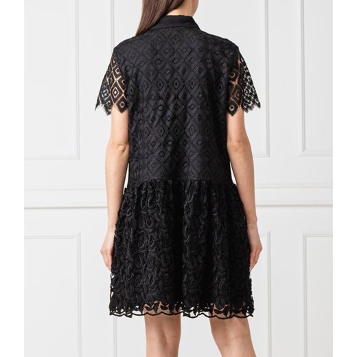 Sukienka Just Cavalli koronkowa mini czarna na sylwestra z krótkim rękawem 