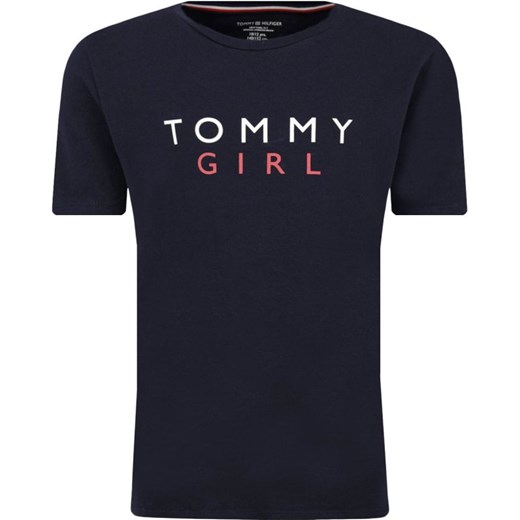 Czarna bluzka dziewczęca Tommy Hilfiger z krótkim rękawem 