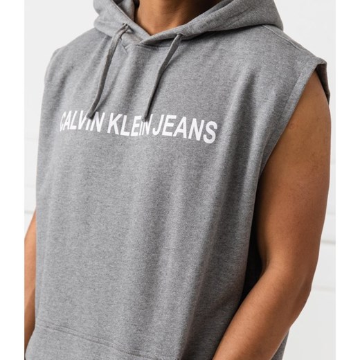 Bluza męska Calvin Klein szara z napisem wiosenna w stylu młodzieżowym 
