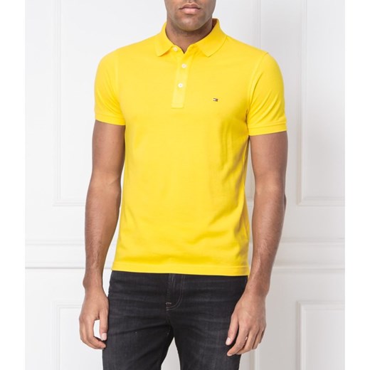 Żółty t-shirt męski Tommy Hilfiger bez wzorów z krótkim rękawem 