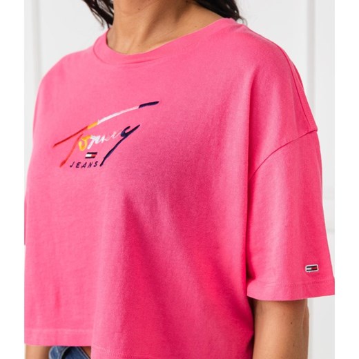 Tommy Jeans bluzka damska z napisem różowa młodzieżowa 