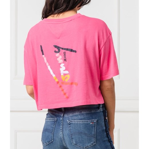 Bluzka damska różowa Tommy Jeans z napisem 