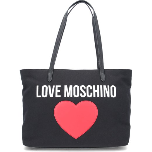 Shopper bag Love Moschino mieszcząca a7 młodzieżowa na ramię z nadrukiem bez dodatków 