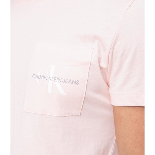 T-shirt męski Calvin Klein bez wzorów różowy z krótkim rękawem 