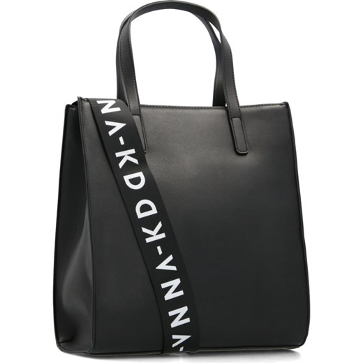 Shopper bag NA-KD czarna mieszcząca a5 elegancka z kolorowym paskiem 