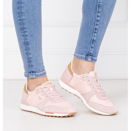 Buty sportowe damskie Pepe Jeans na fitness różowe sznurowane płaskie 